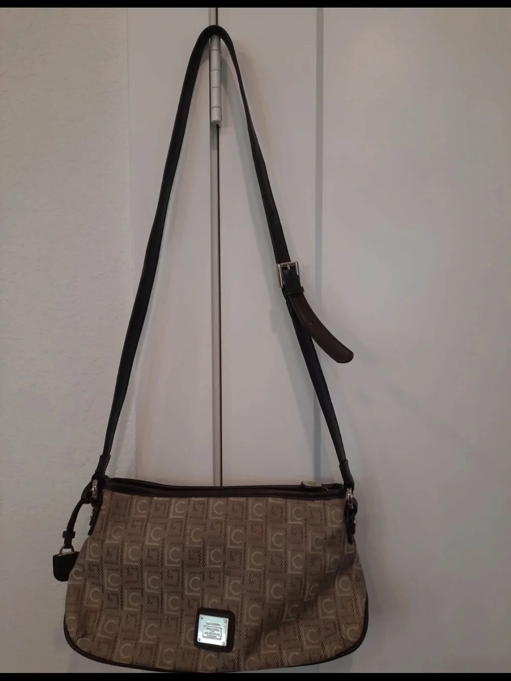 Classic Monogram Shoulder Bag in Beige and Black